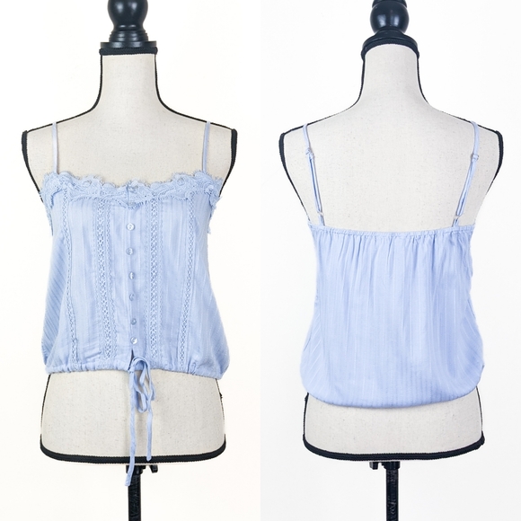 NWT Blu Pepper Blue Lace Accent Tank Top - Picture 1 of 5